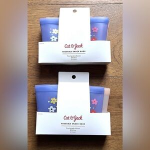 Cat & Jack Floral Silicone Snack Bags 2 packs